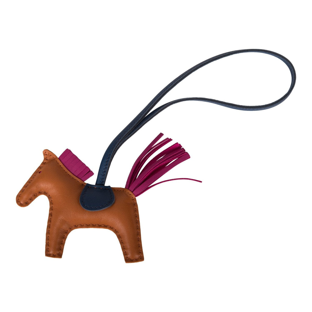 Hermes Gold/Bleu Nuit/Rose Pourpre Grigri Horse Rodeo Bag Charm PM