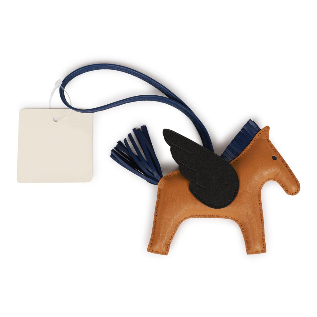 Hermes Sesame/Bleu Saphir/Black Pegasus Horse Rodeo Bag Charm PM