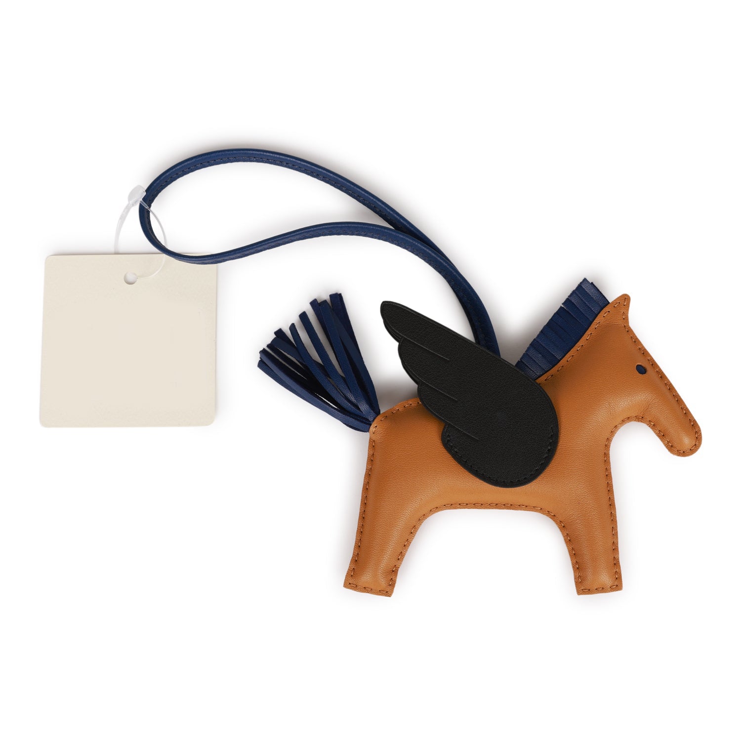 Hermes Sesame/Bleu Saphir/Black Pegasus Horse Rodeo Bag Charm PM