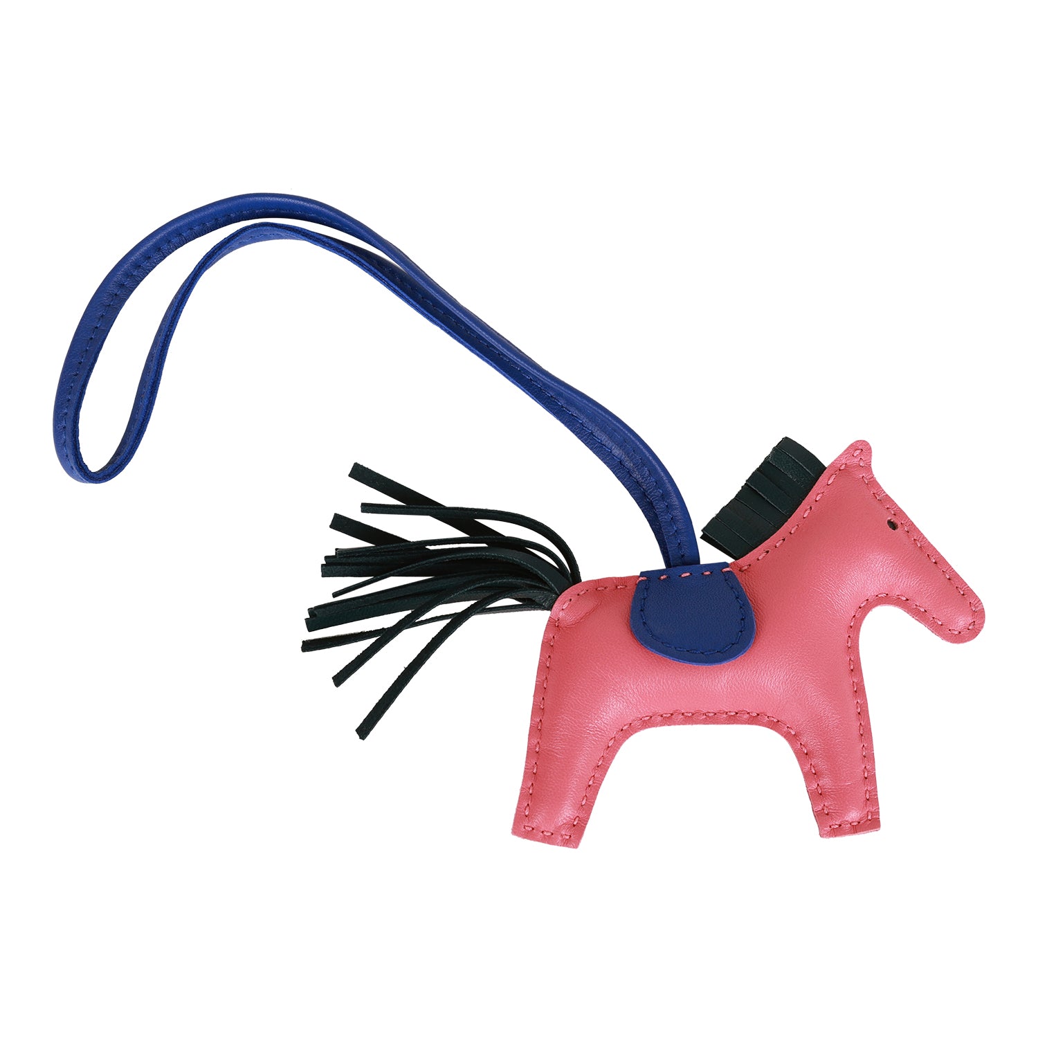 Hermes Rose Azalee/Vert Cypress/Bleu Electric Grigri Horse Rodeo Bag Charm PM