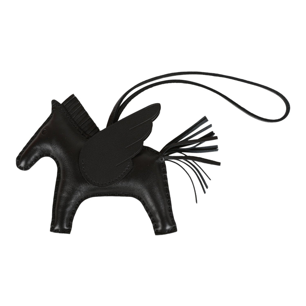 Hermes SO Black Pegasus Horse Rodeo Bag Charm MM