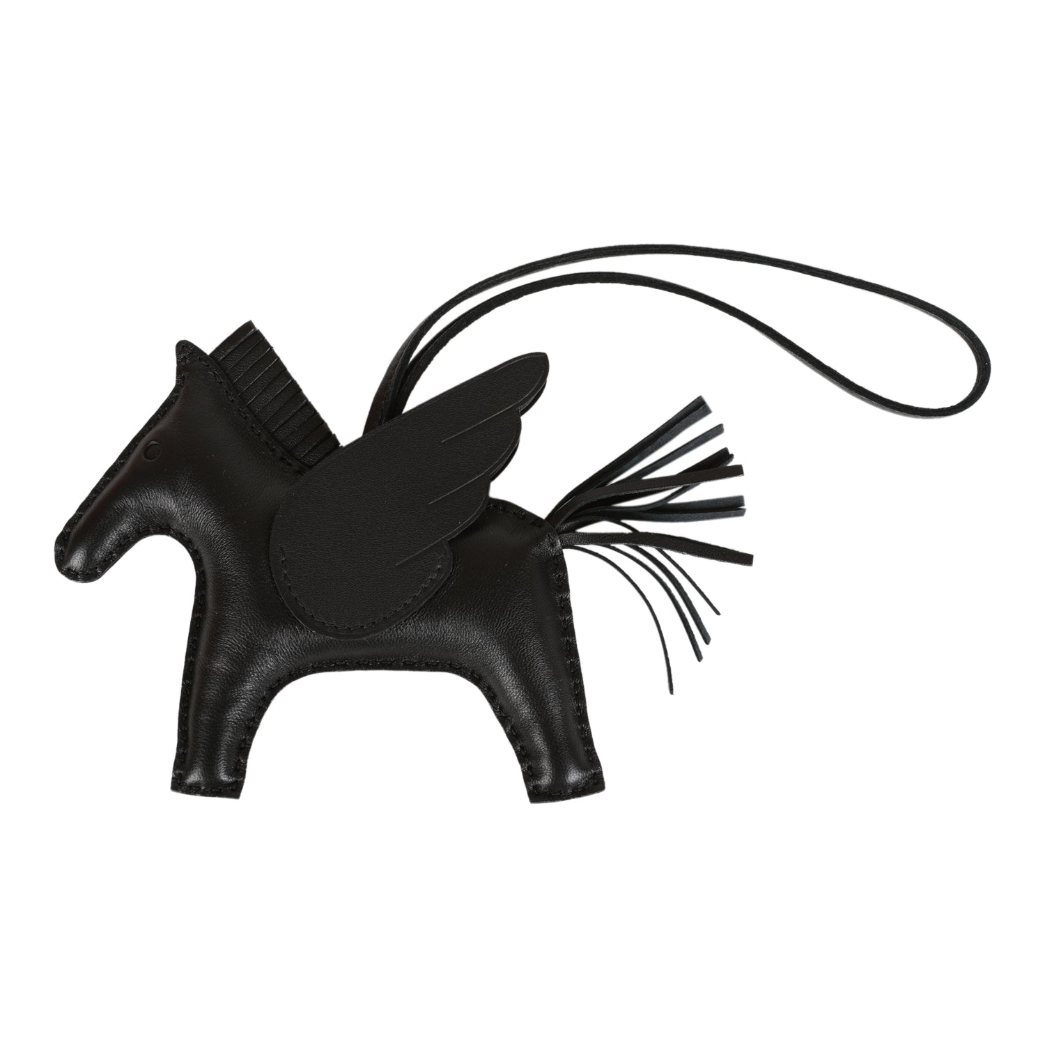 Hermes SO Black Pegasus Horse Rodeo Bag Charm MM