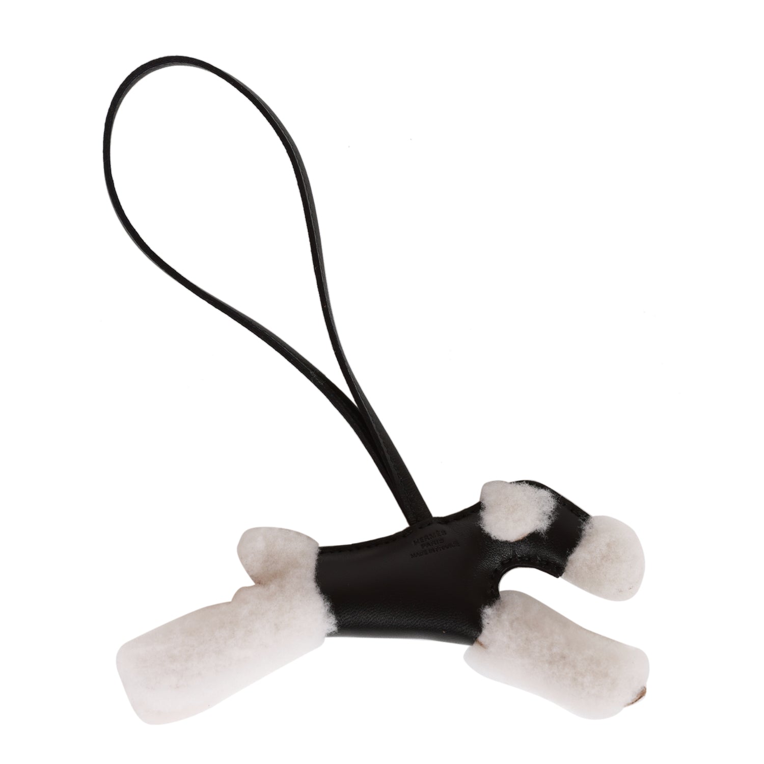 Hermes Black Lambskin and Shearling Budy Bag Charm