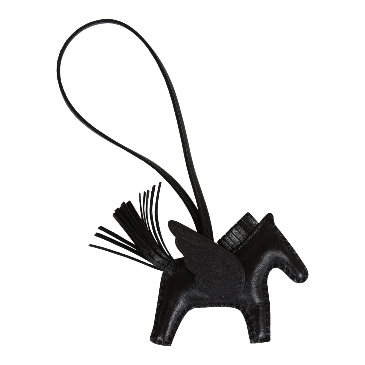 Hermes SO Black Pegasus Horse Rodeo Bag Charm PM