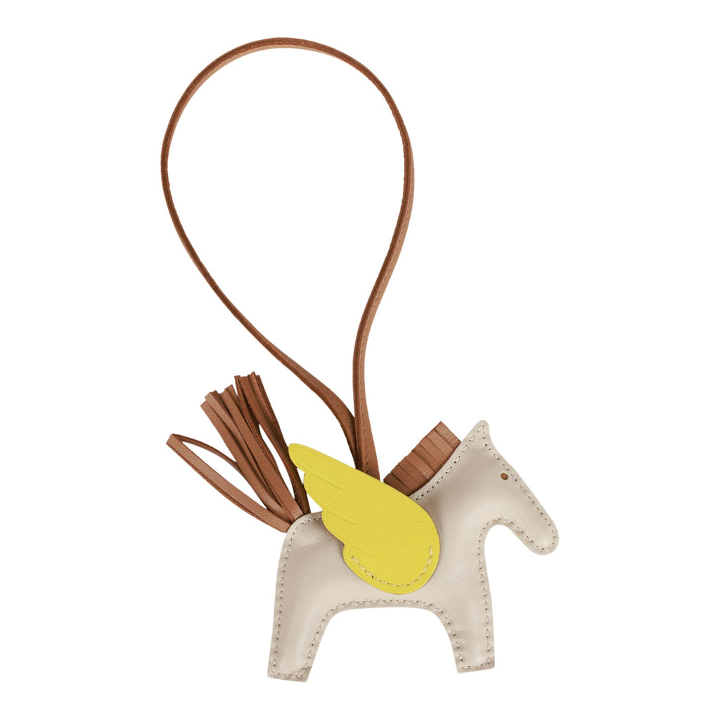 Hermes Craie/Chai/Lime Agneau Pegasus Horse Rodeo Bag Charm PM