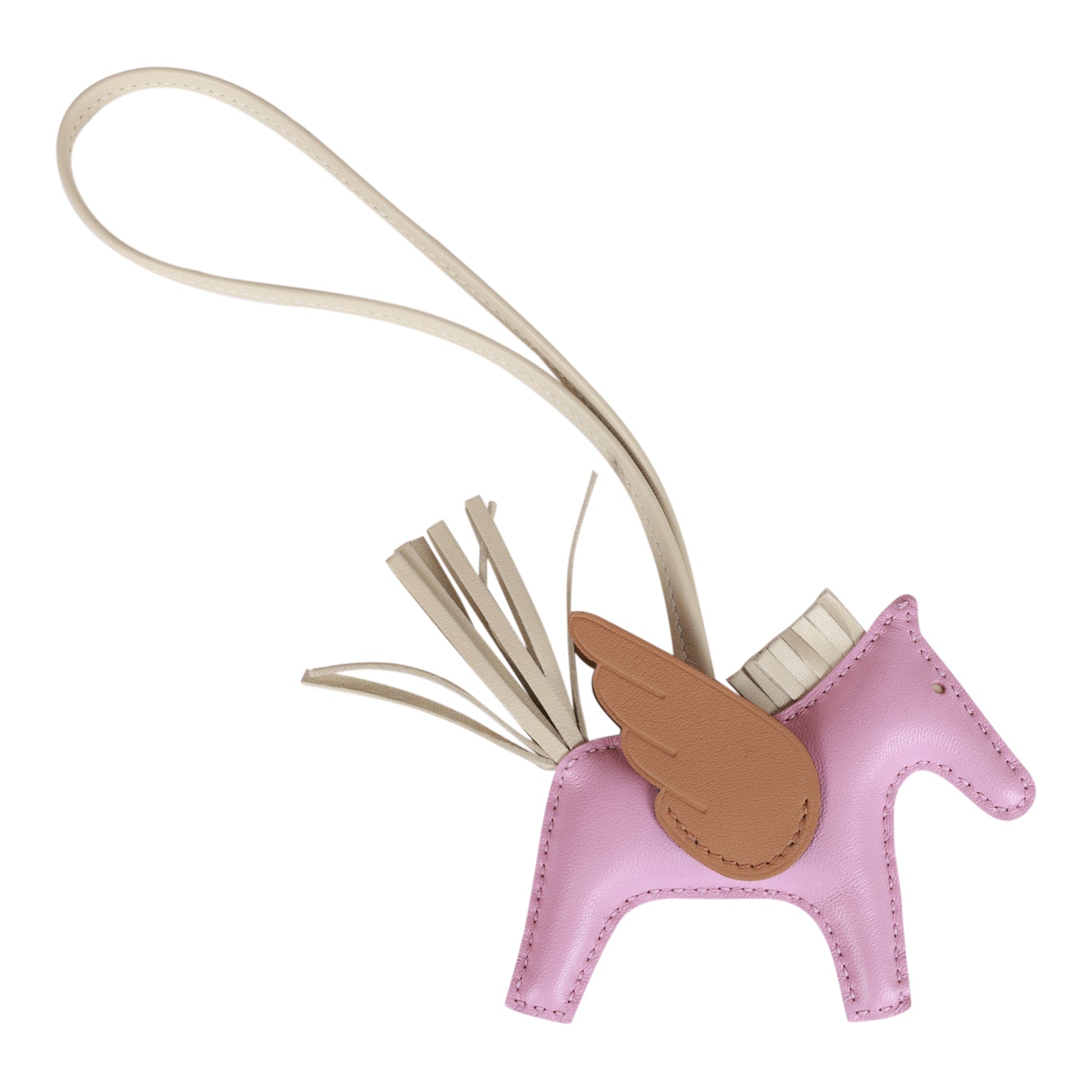 Hermes Mauve Sylvestre/Craie/Chai Pegasus Horse Rodeo Bag Charm PM