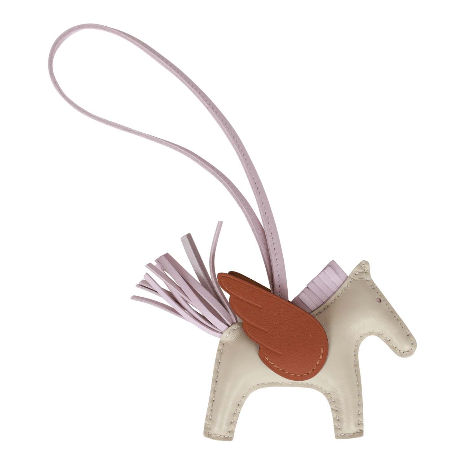 Hermes Craie/Mauve Pale/Gold Pegasus Horse Rodeo Bag Charm PM
