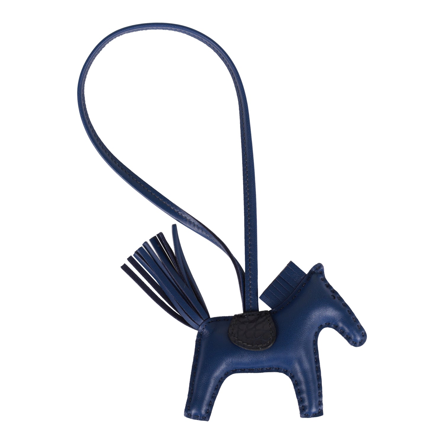 Hermes Bleu Saphir and Marine Niloticus Matte Alligator Grigri Horse Rodeo Bag Charm PM