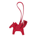 Hermes Framboise Milo Lambskin Pegasus Horse Rodeo Bag Charm PM