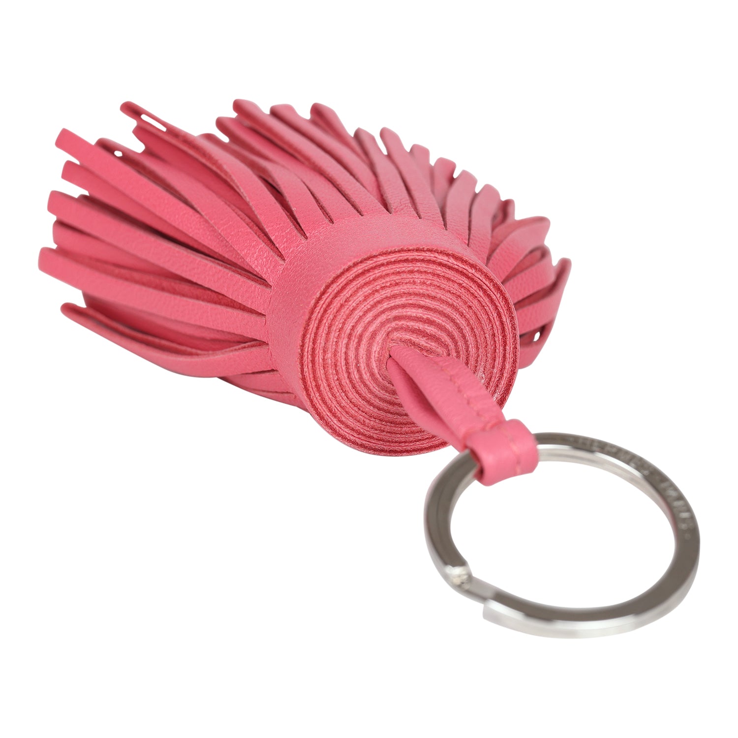 Hermes Rose Lipstick Lambskin Carmen Keychain