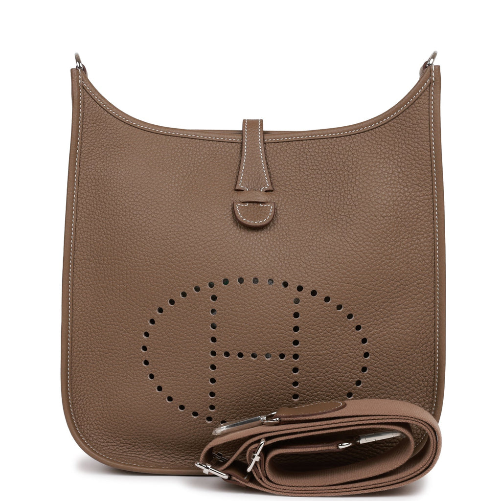 Hermes Evelyne III PM Etoupe Clemence Palladium Hardware