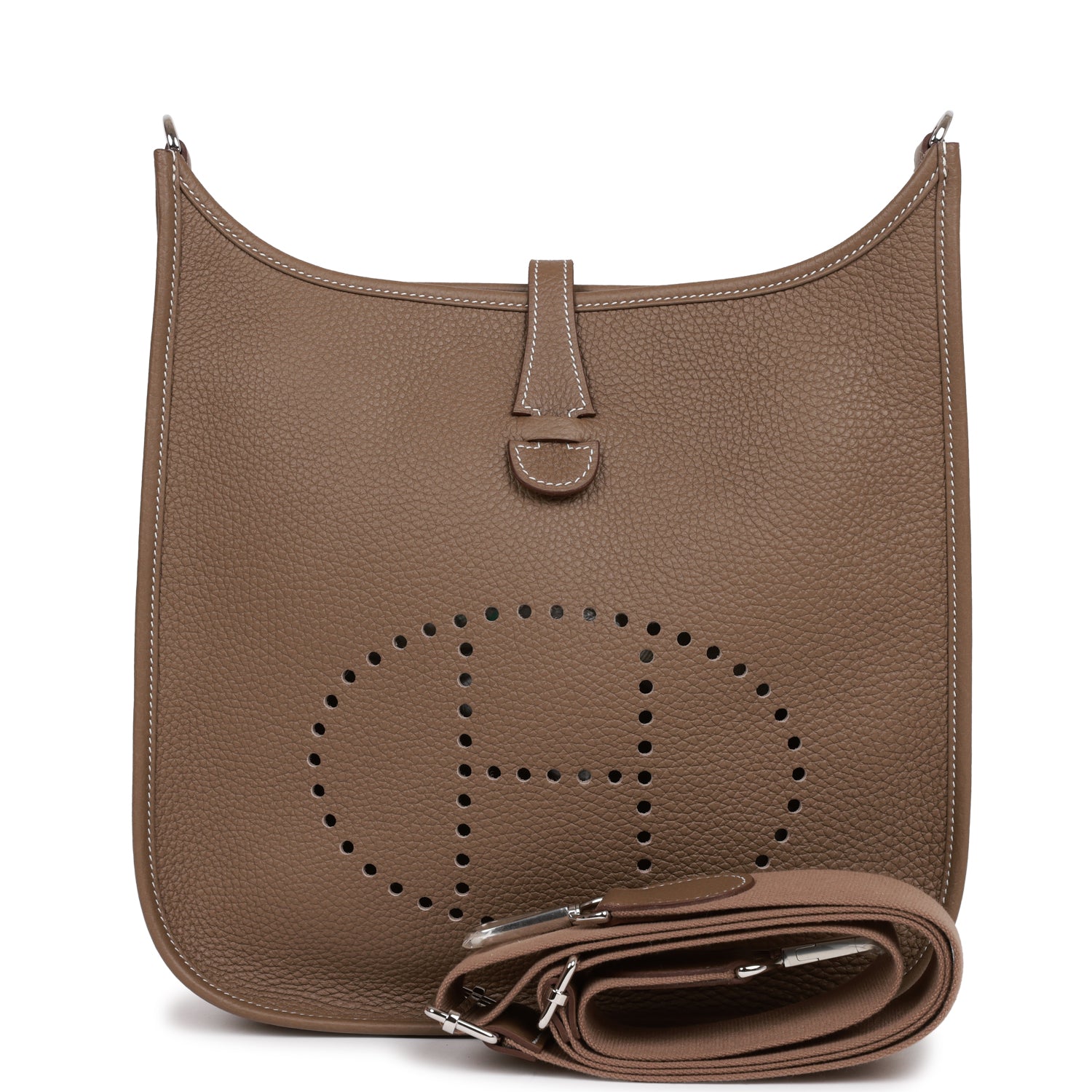 Hermes Evelyne III PM Etoupe Clemence Palladium Hardware