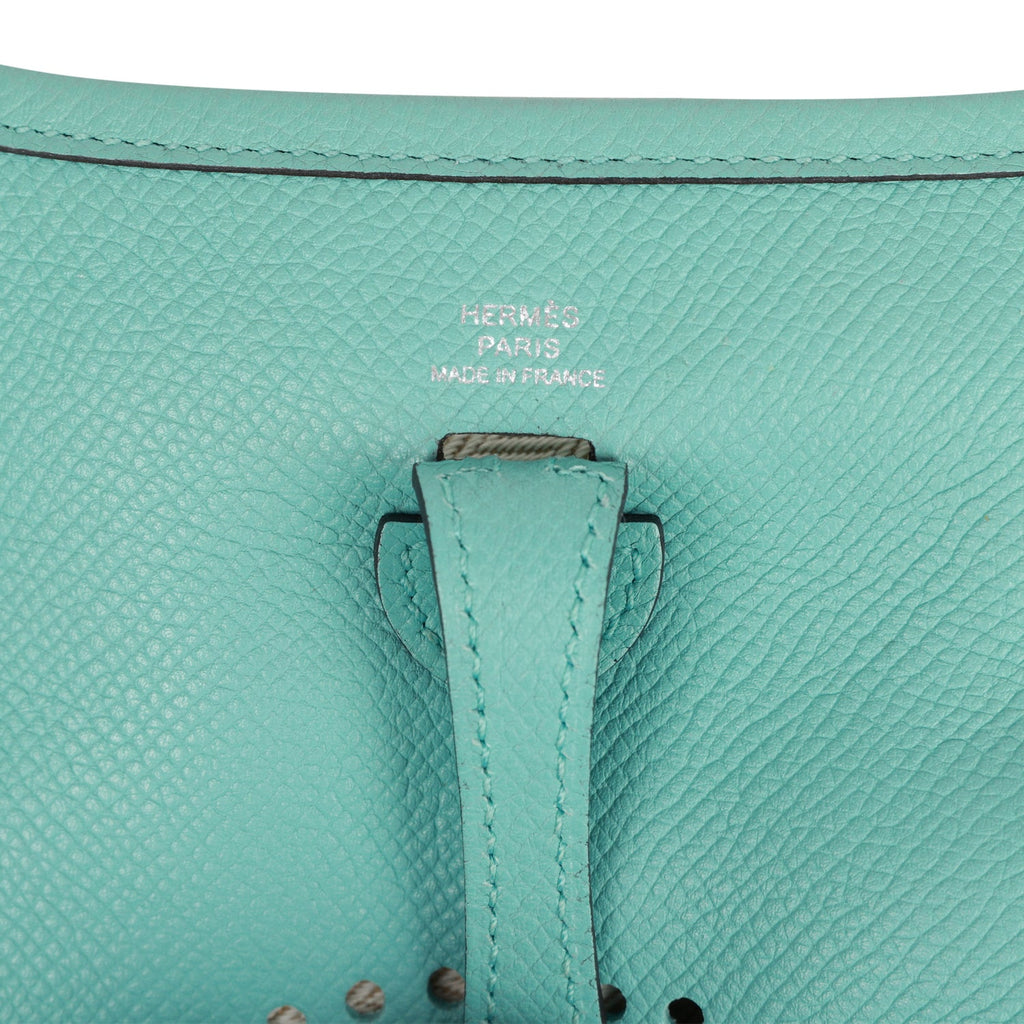 Pre-owned Hermes Evelyne TPM Bleu Atoll Epsom Palladium Hardware