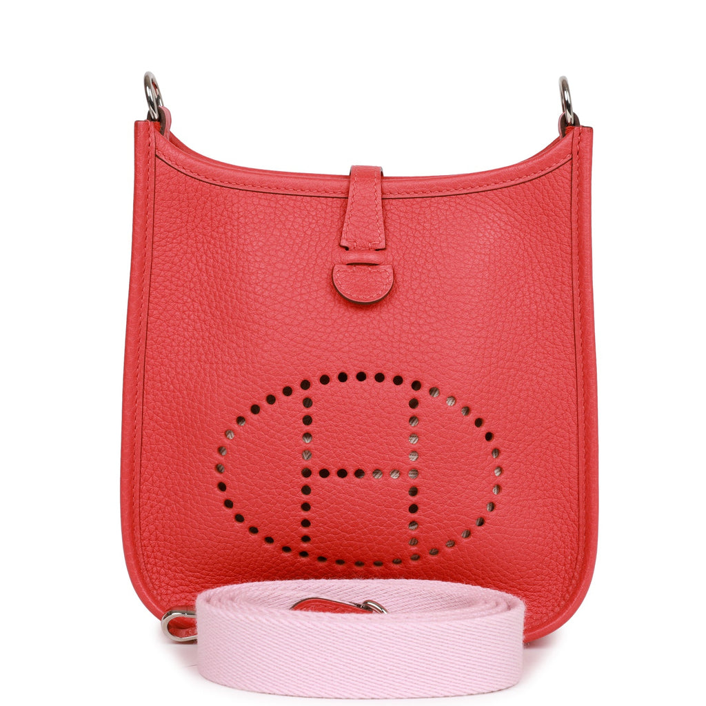 Pre-owned Hermes Evelyne TPM Rouge Pivoine Clemence Palladium Hardware