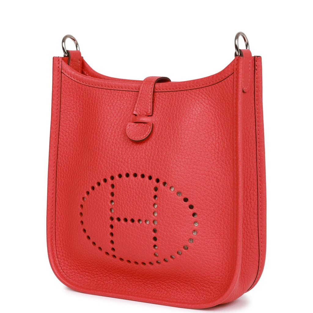 Pre-owned Hermes Evelyne TPM Rouge Pivoine Clemence Palladium Hardware
