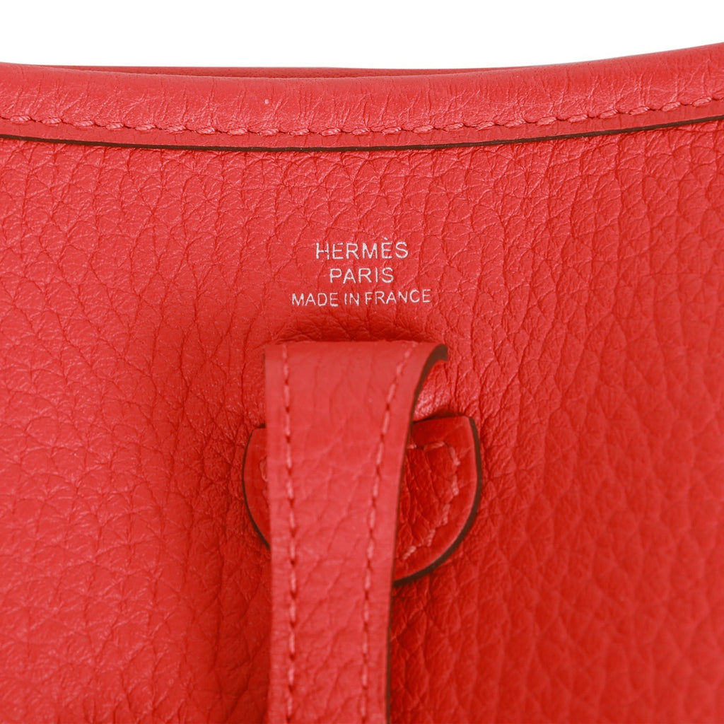 Pre-owned Hermes Evelyne TPM Rouge Pivoine Clemence Palladium Hardware