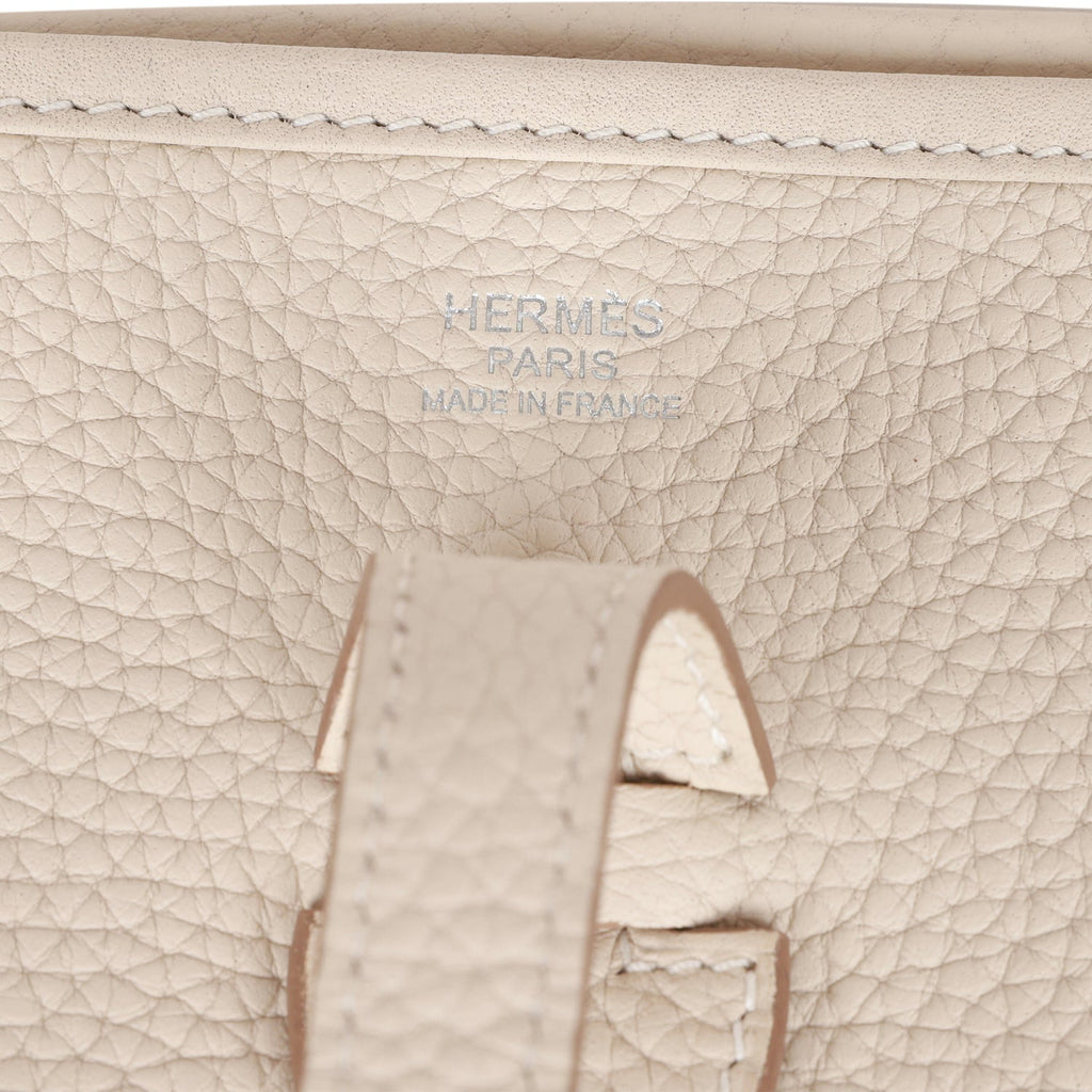 Hermes Evelyne III PM Craie Clemence Palladium Hardware