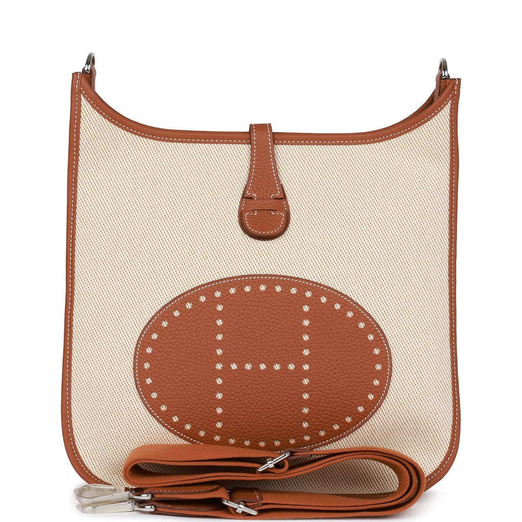 Hermes Evelyne III PM Gold Clemence and Toile Palladium Hardware