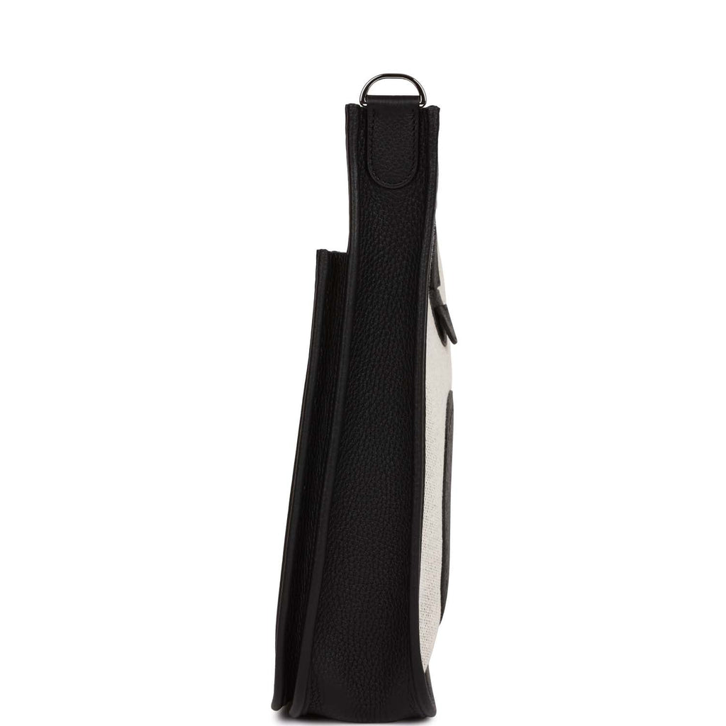 Hermes Evelyne III PM Black Clemence and Toile Palladium Hardware