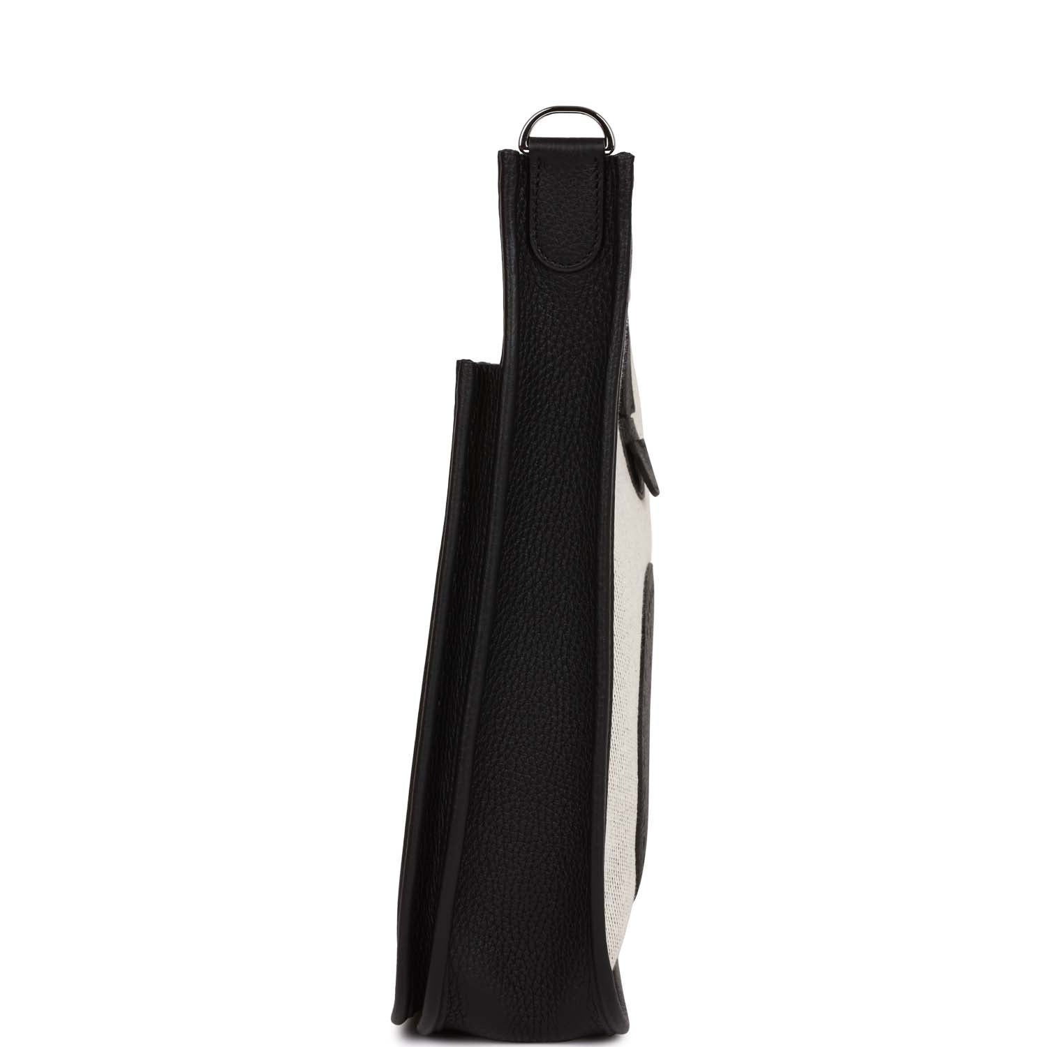 Hermes Evelyne III PM Black Clemence and Toile Palladium Hardware
