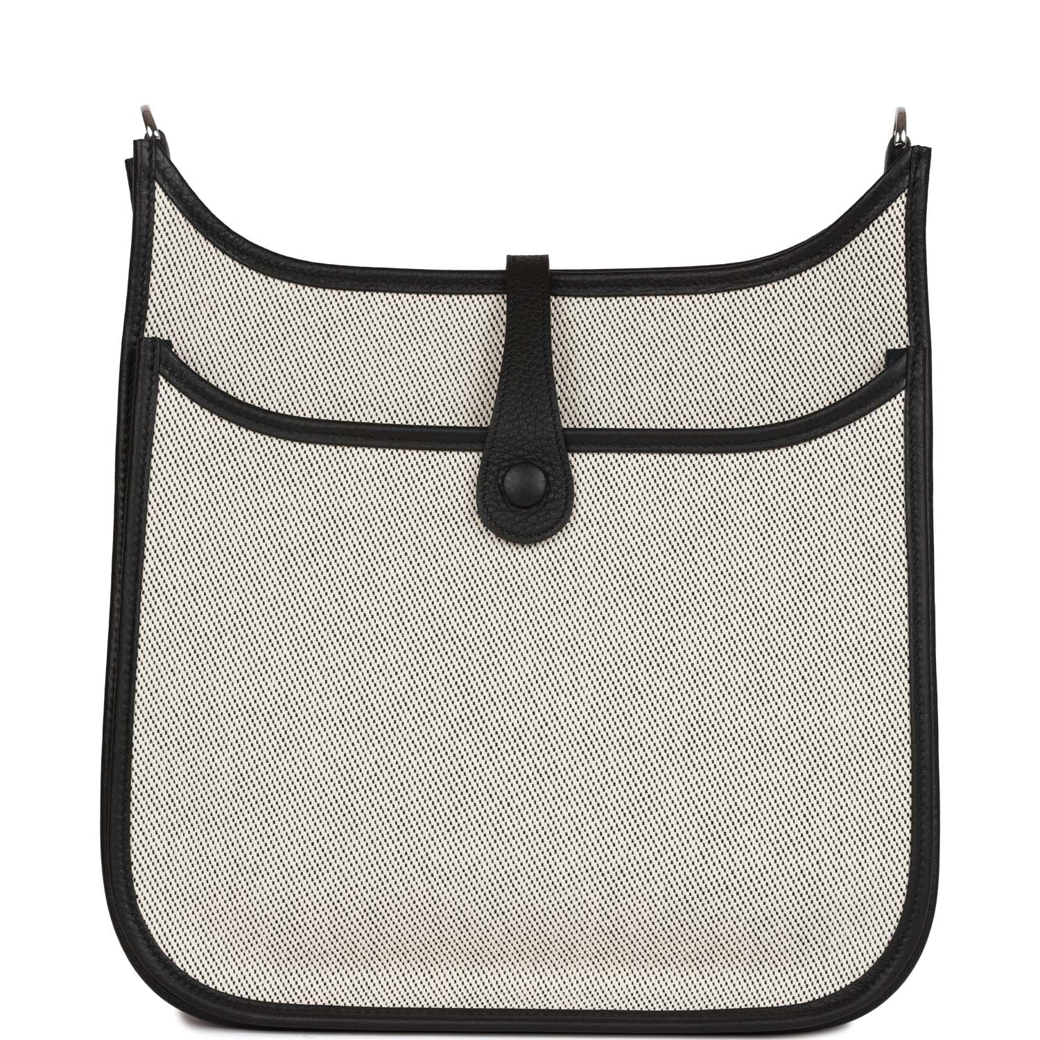 Hermes Evelyne III PM Black Clemence and Toile Palladium Hardware