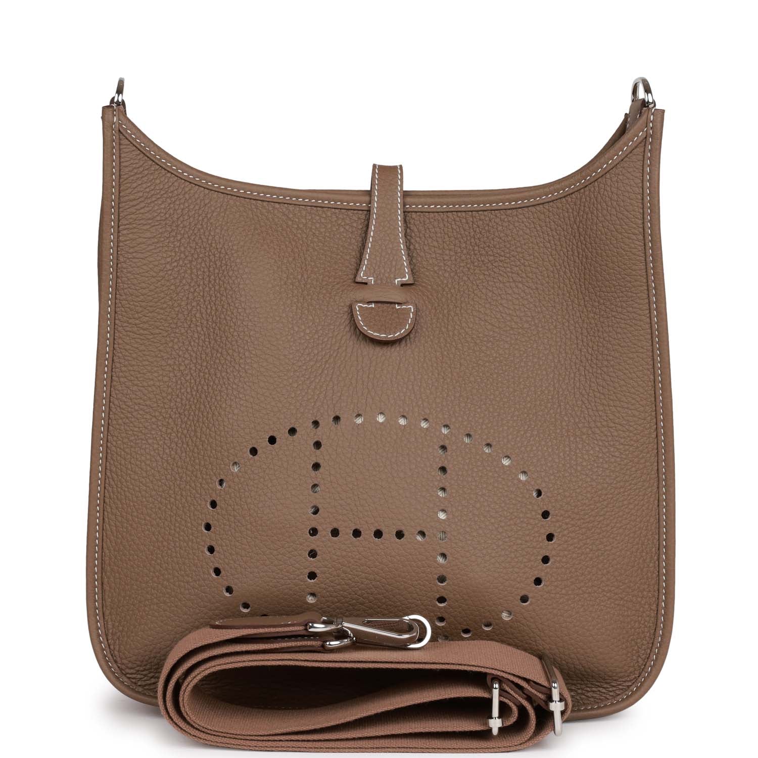 Hermes Evelyne III PM Etoupe Clemence Palladium Hardware