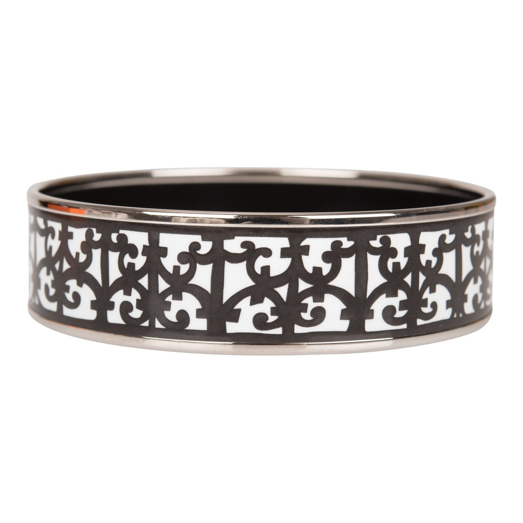 Hermes "Balcons du Guadalquivir Cloisonne" Wide Printed Enamel Bracelet GM (70) (Preloved - Excellent)