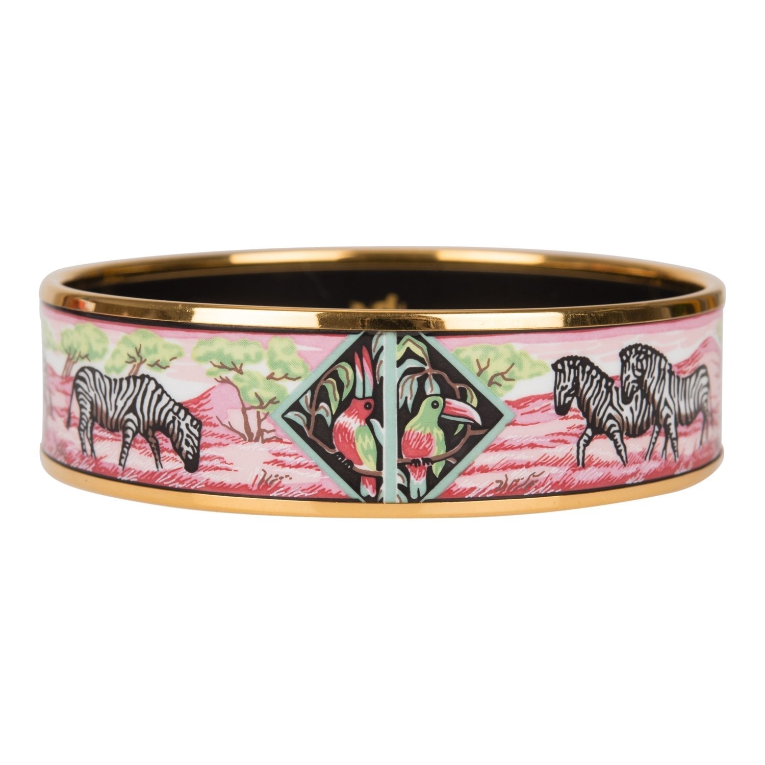 Hermes "Zebras" Wide Printed Enamel Bracelet GM (70) (Preloved - Excellent)