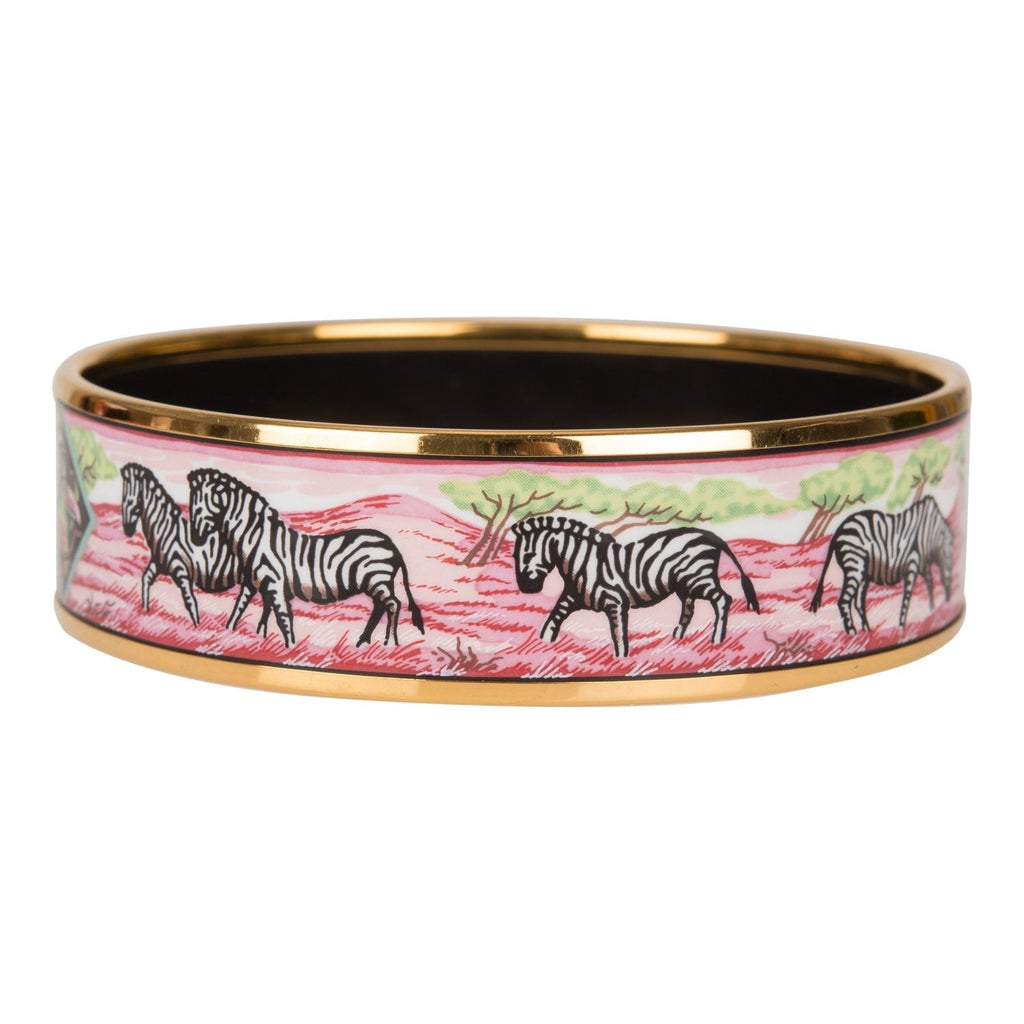 Hermes "Zebras" Wide Printed Enamel Bracelet GM (70) (Preloved - Excellent)