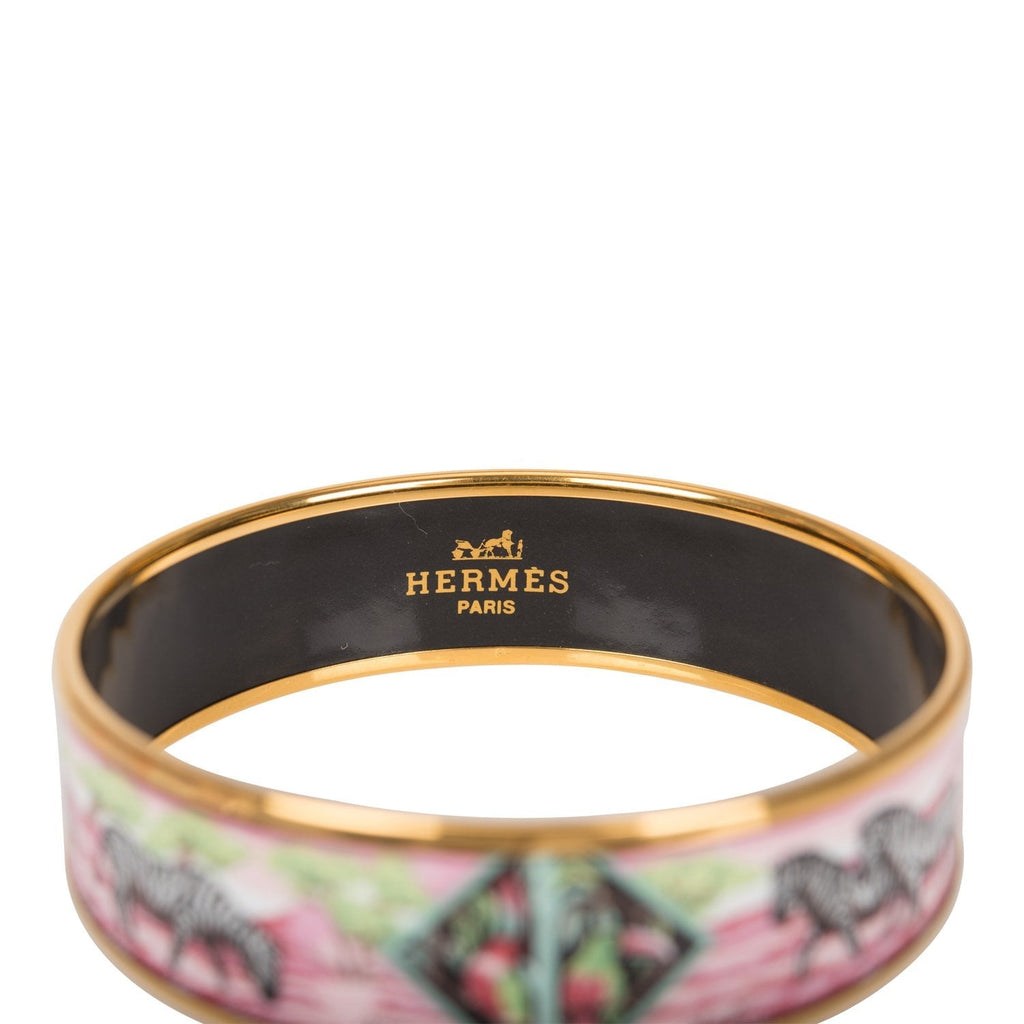 Hermes "Zebras" Wide Printed Enamel Bracelet GM (70) (Preloved - Excellent)