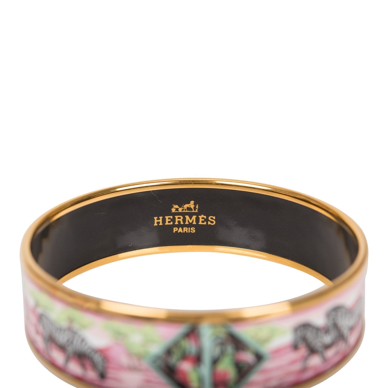 Hermes "Zebras" Wide Printed Enamel Bracelet GM (70) (Preloved - Excellent)