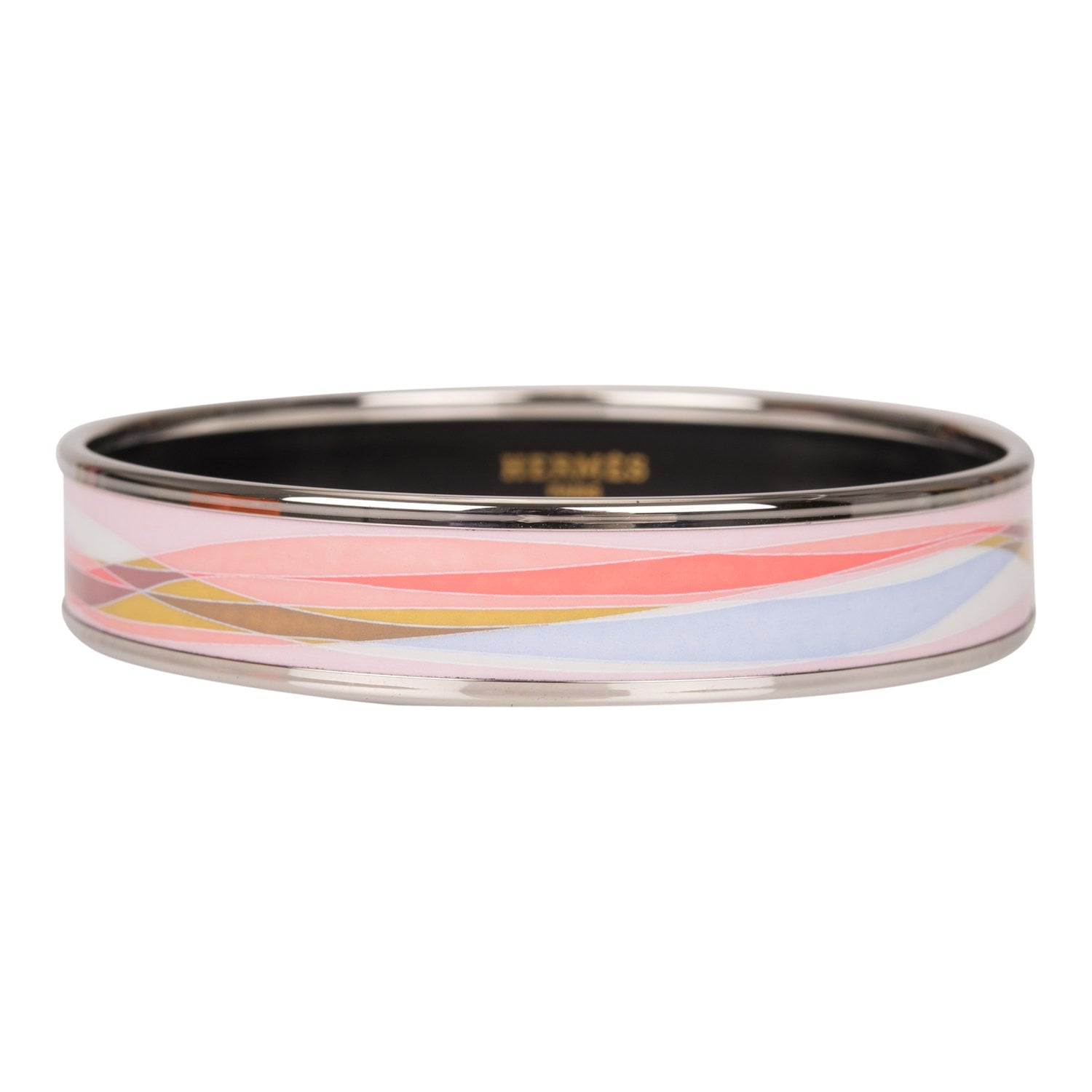 Hermes "Abstract Wave" Narrow Printed Enamel Bracelet PM (65) (Preloved - Mint)