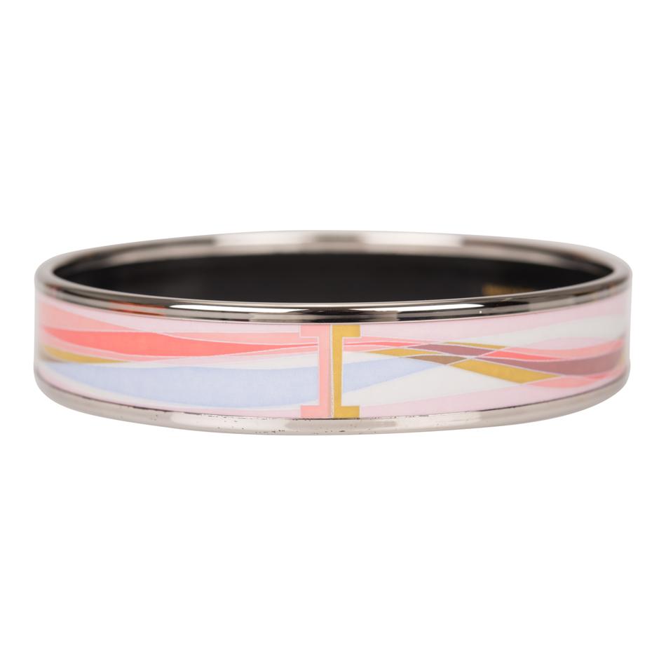 Hermes "Abstract Wave" Narrow Printed Enamel Bracelet PM (65) (Preloved - Mint)
