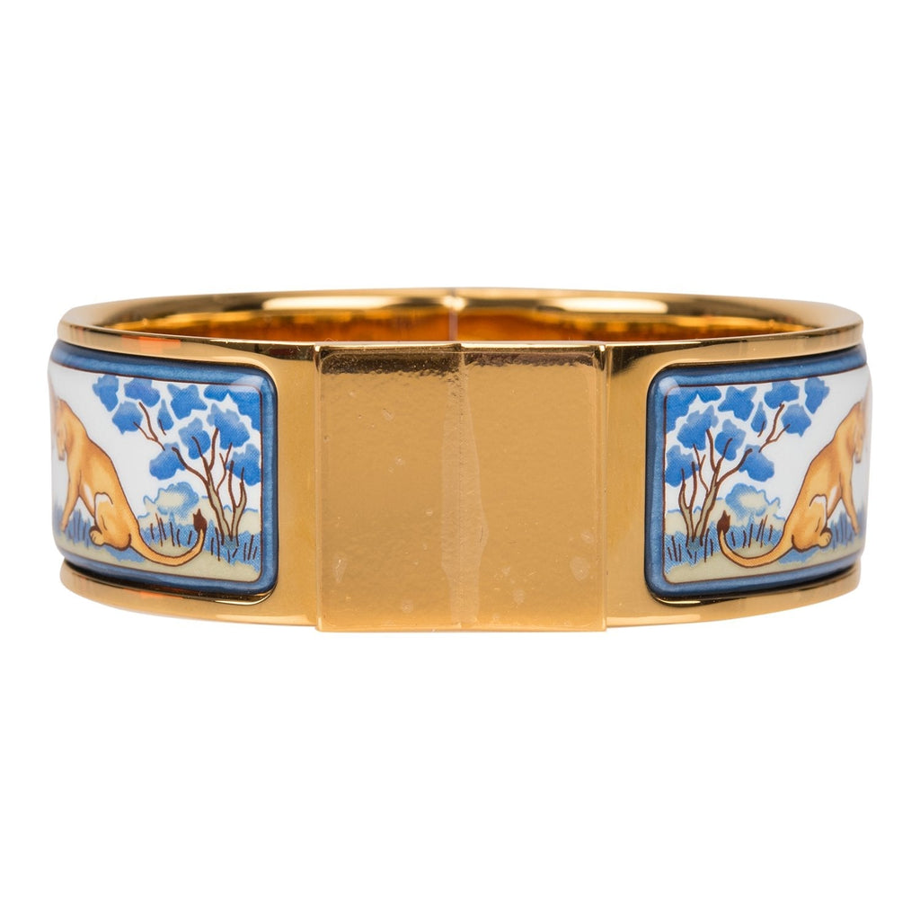 Hermes "Safari" Loquet Wide Printed Enamel Bracelet PM (65) (Preloved - Mint)
