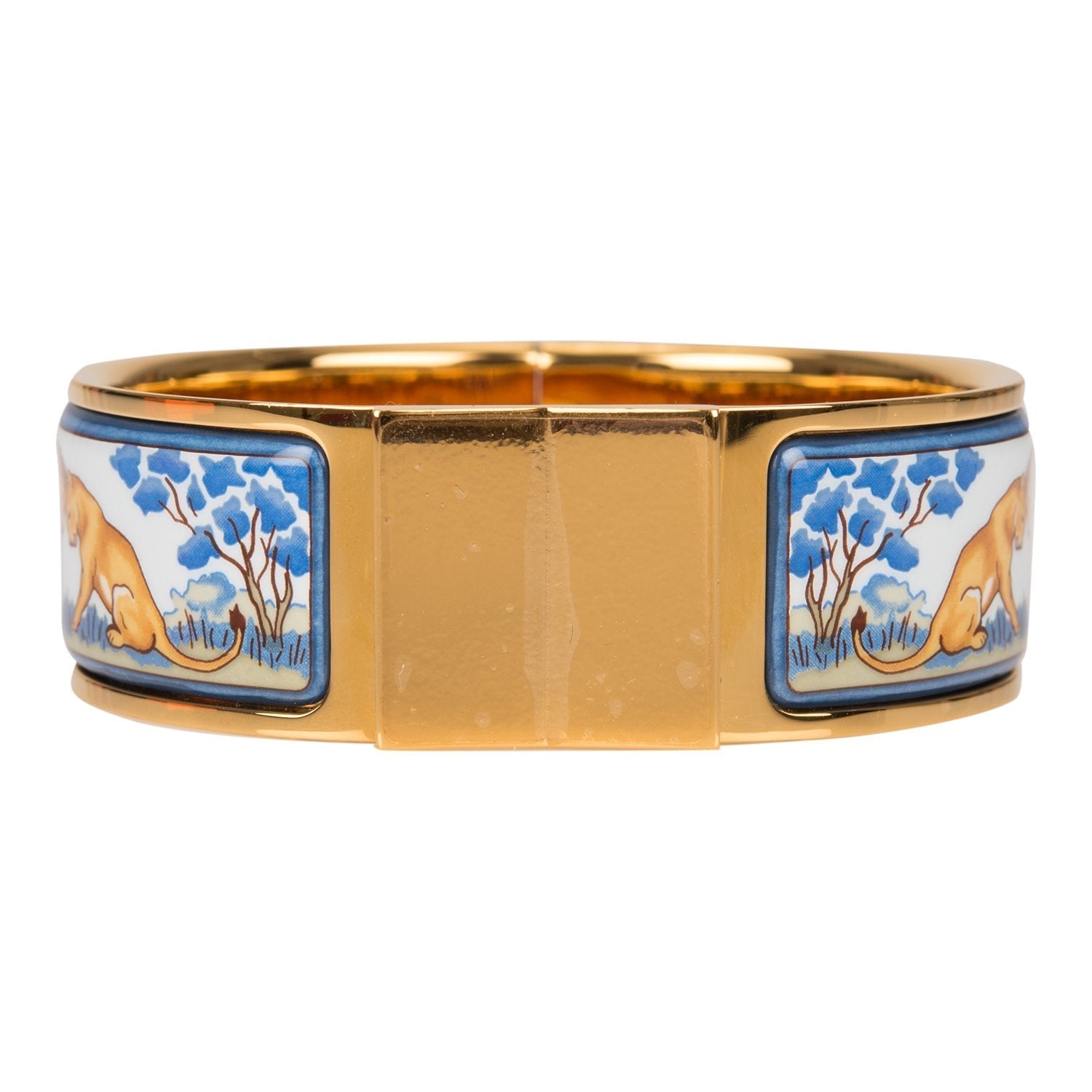 Hermes "Safari" Loquet Wide Printed Enamel Bracelet PM (65) (Preloved - Mint)