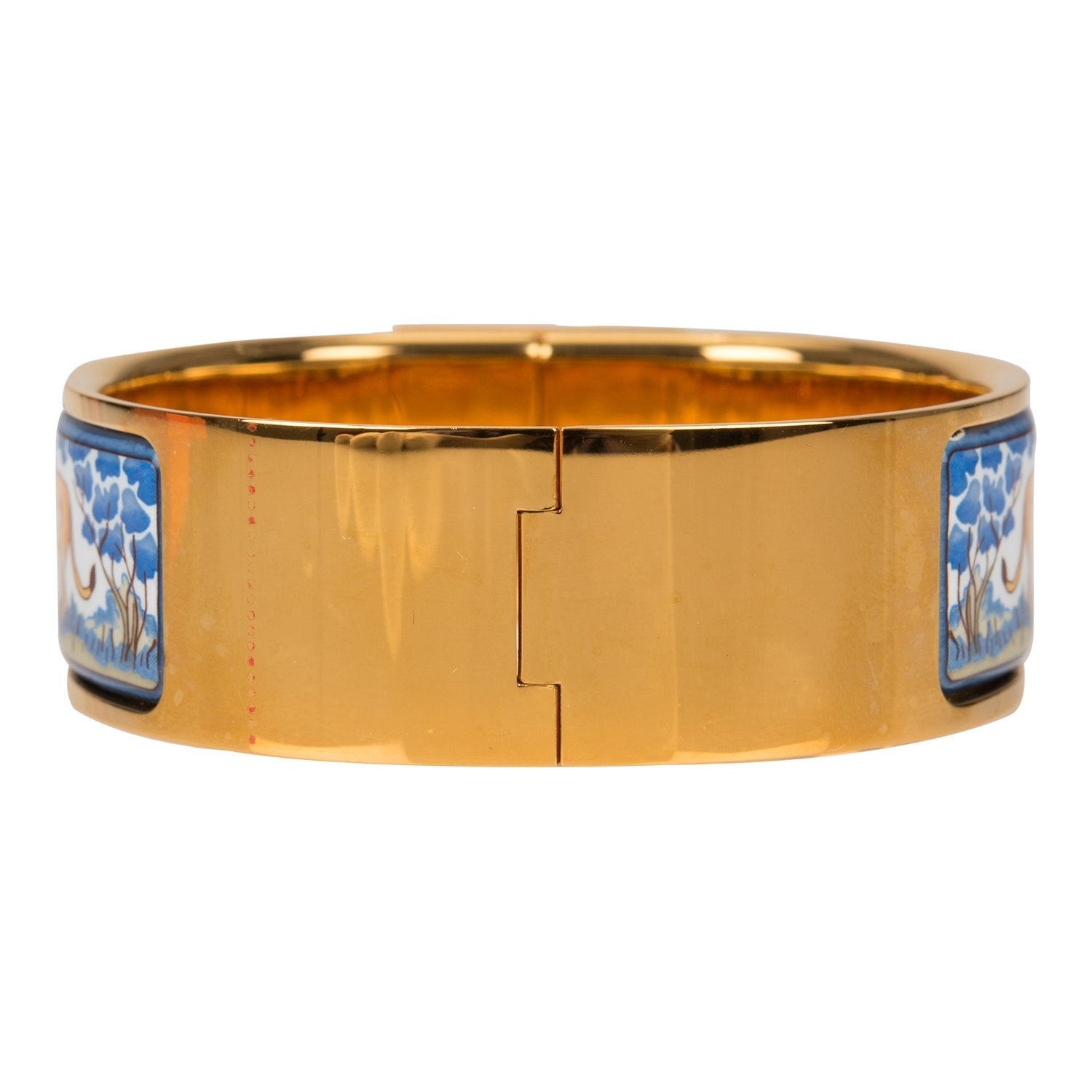 Hermes "Safari" Loquet Wide Printed Enamel Bracelet PM (65) (Preloved - Mint)
