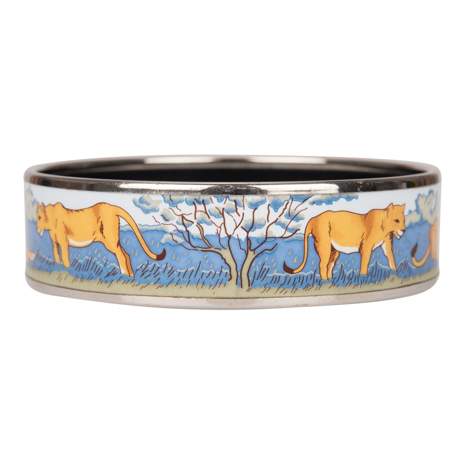 Hermes "Safari" Wide Printed Enamel Bracelet GM (70) (Preloved - Excellent)