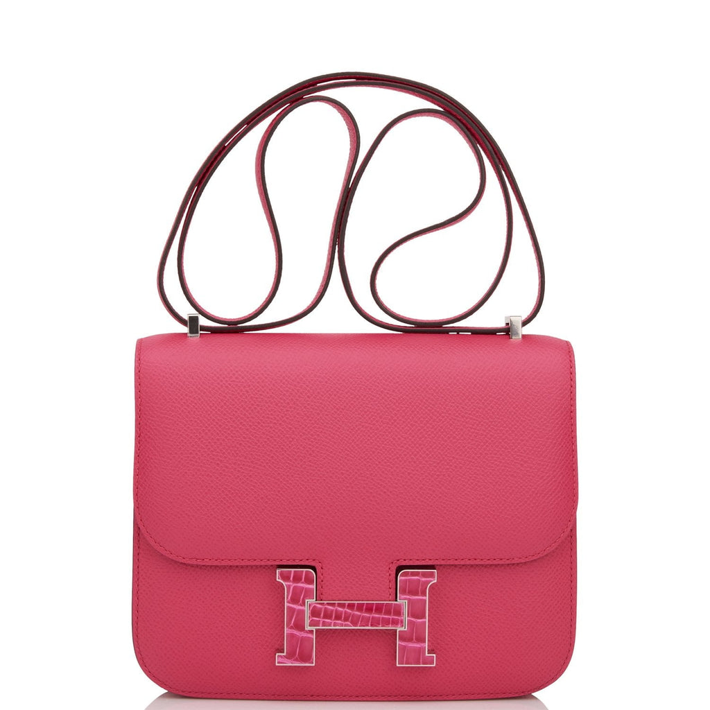 Hermes Constance 18 Rose Mexico Epsom and Alligator Palladium Hardware