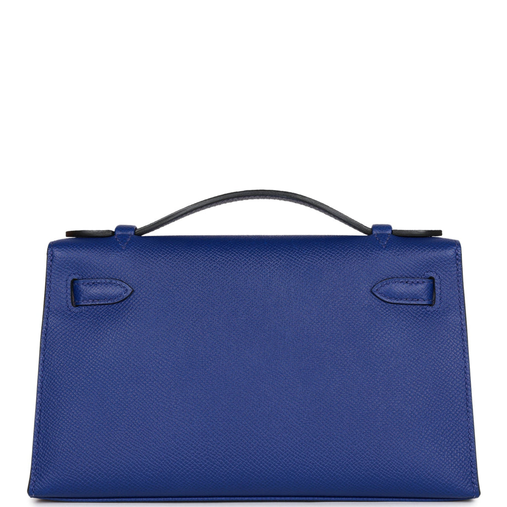 Pre-owned Hermes Kelly Pochette Bleu Electric Epsom Gold Hardware
