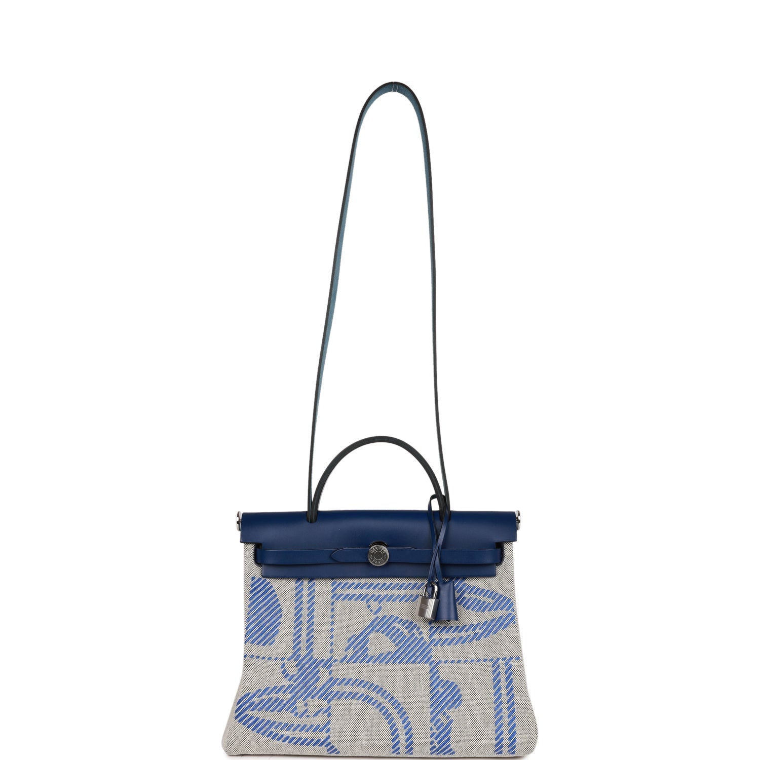 Hermes Herbag Zip PM 31 Brides de Gala Toile H Berline Bleu France Hunter Palladium Hardware