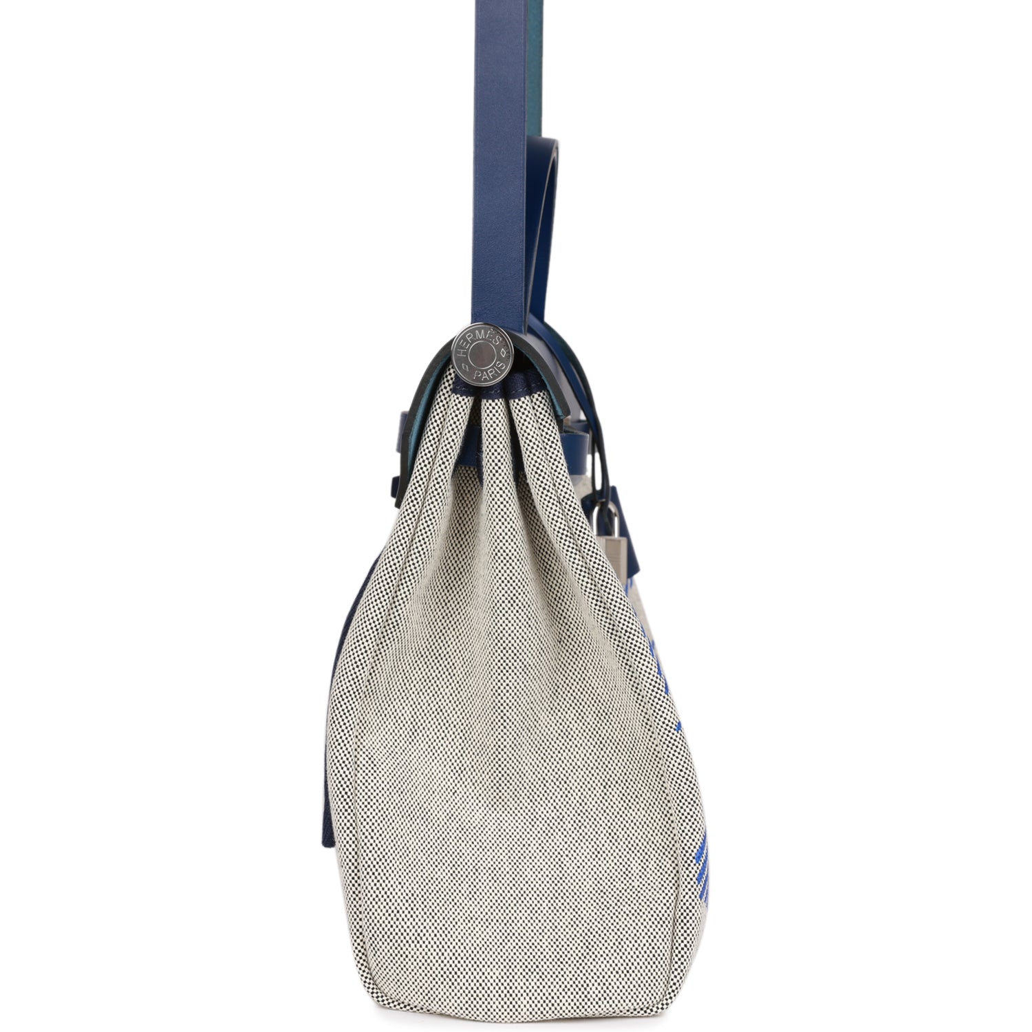 Hermes Herbag Zip PM 31 Brides de Gala Toile H Berline Bleu France Hunter Palladium Hardware