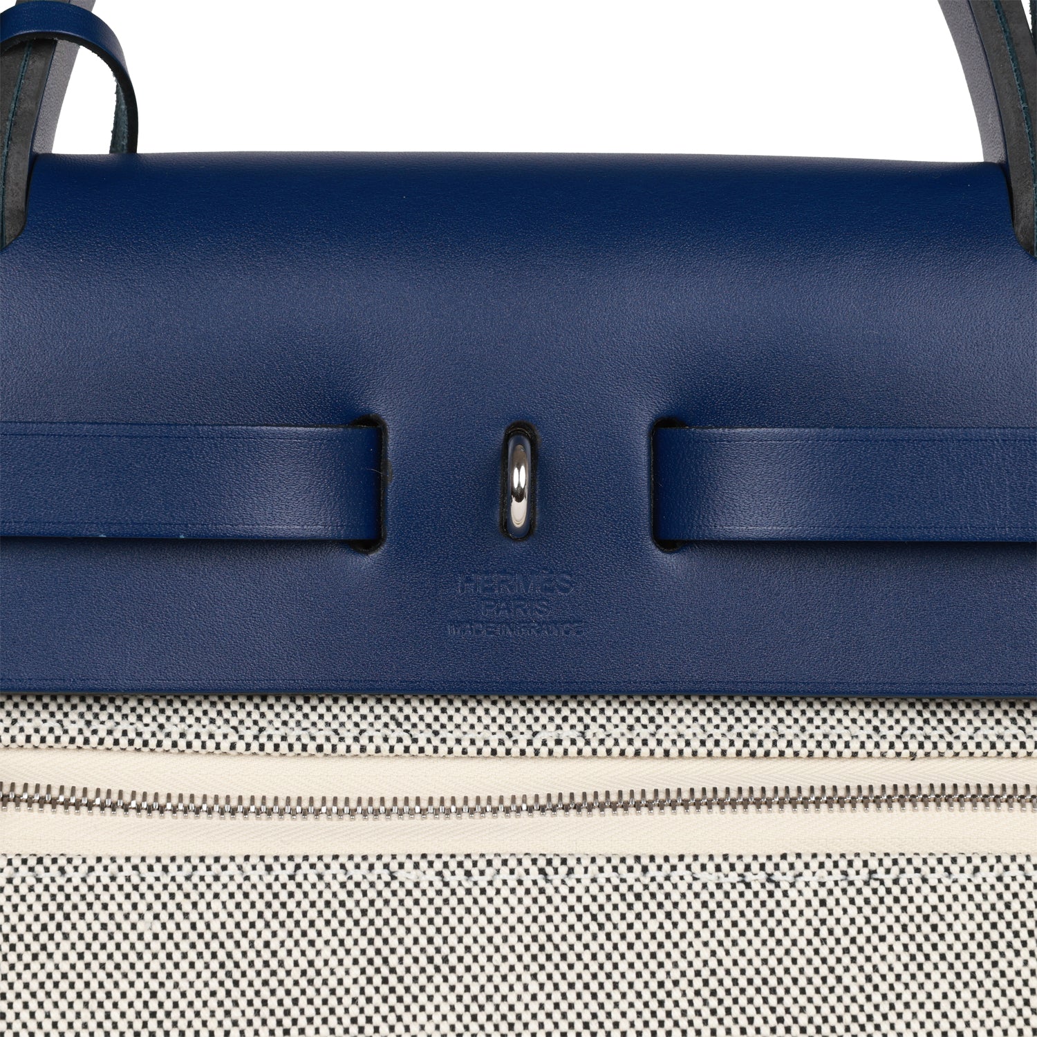 Hermes Herbag Zip PM 31 Brides de Gala Toile H Berline Bleu France Hunter Palladium Hardware