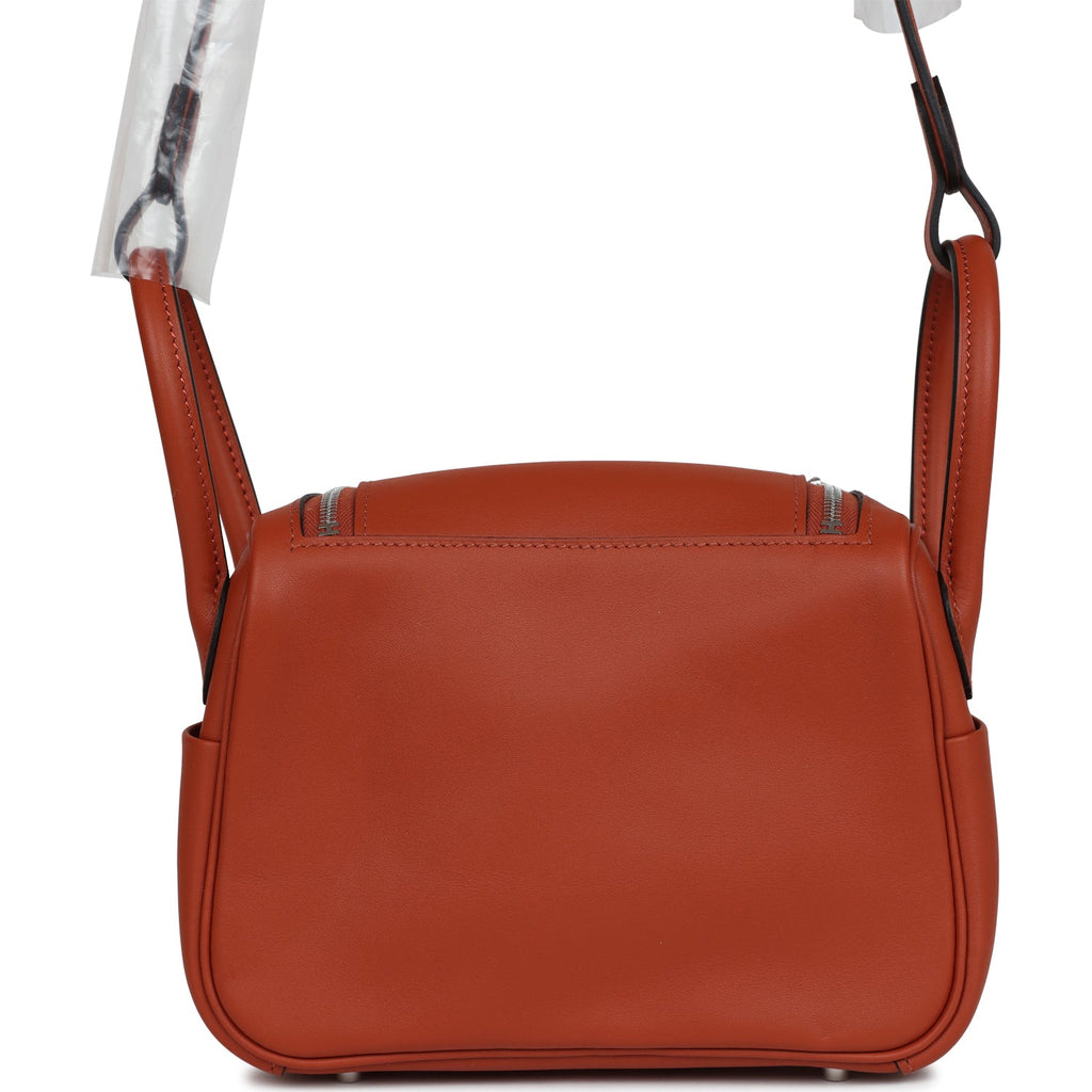 Hermes Mini Lindy Cuivre and Rose Texas Verso Swift Palladium Hardware