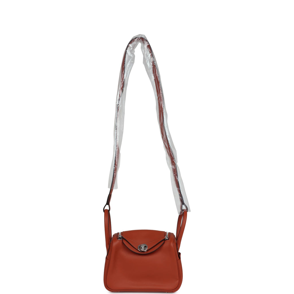 Hermes Mini Lindy Cuivre and Rose Texas Verso Swift Palladium Hardware