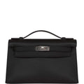 Hermes Kelly Pochette Black Swift Palladium Hardware
