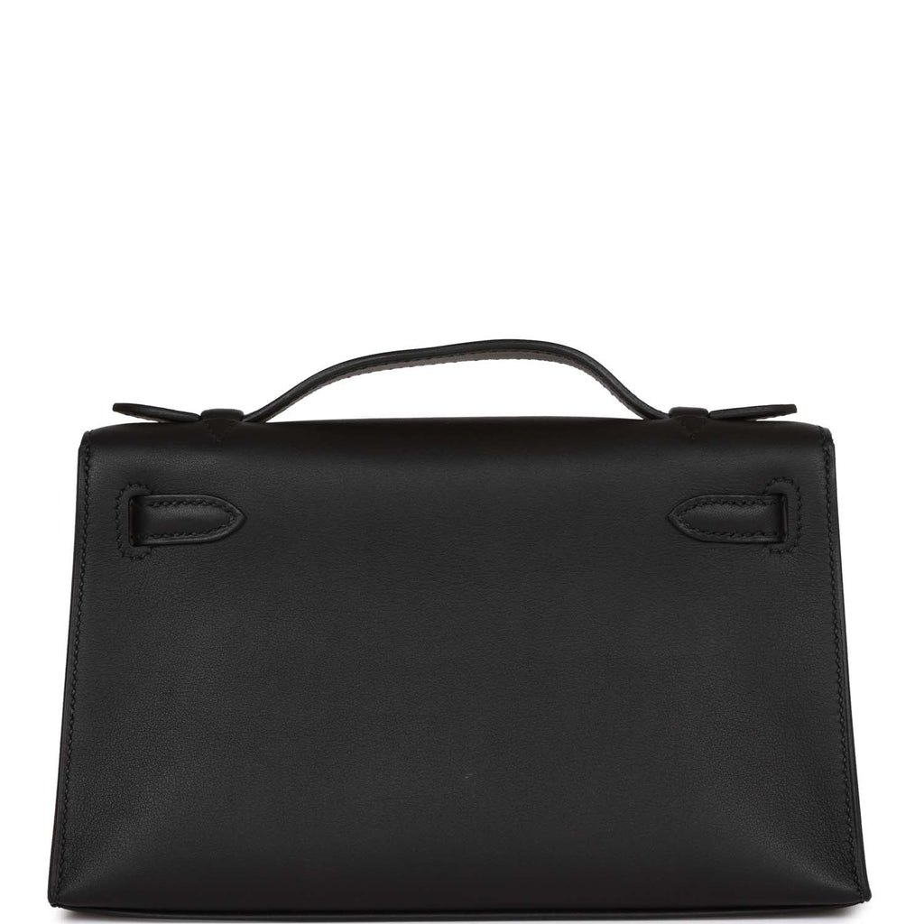 Hermes Kelly Pochette Black Swift Gold Hardware
