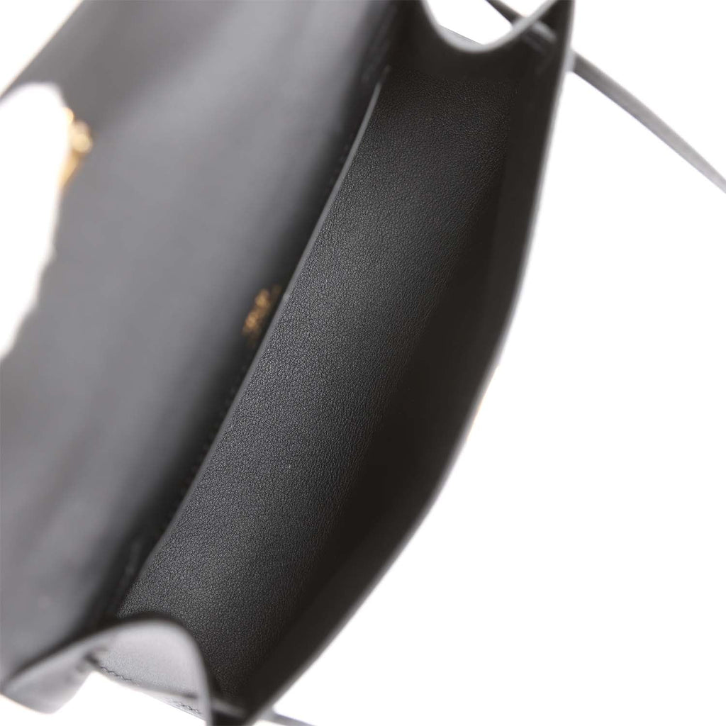 Hermes Kelly Pochette Black Swift Gold Hardware