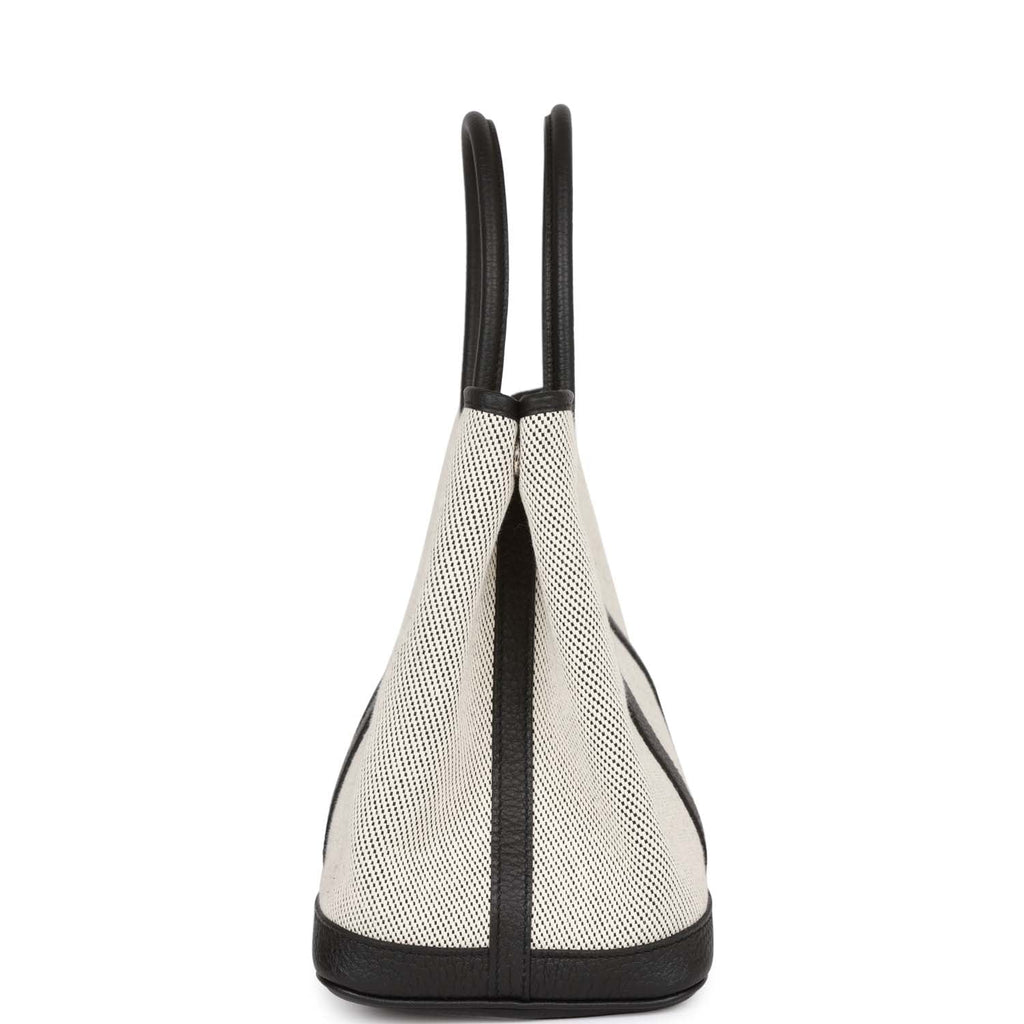 Hermes Garden Party 30 Ecru Toile and Black Negonda Palladium Hardware