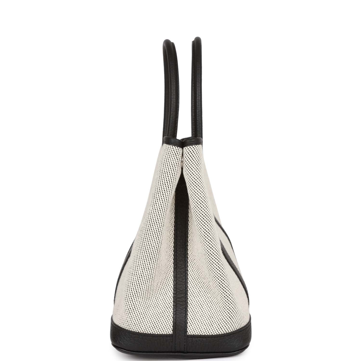 Hermes Garden Party 30 Ecru Toile and Black Negonda Palladium Hardware