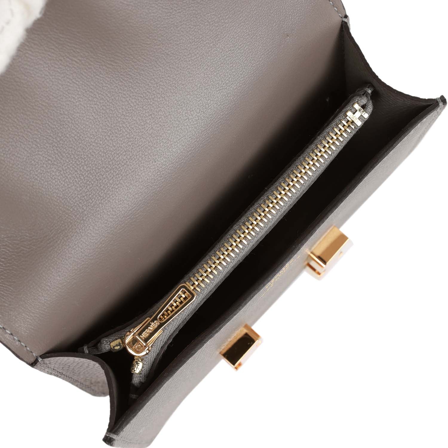 Hermes Constance Slim Wallet Gris Meyer Epsom Gold Hardware